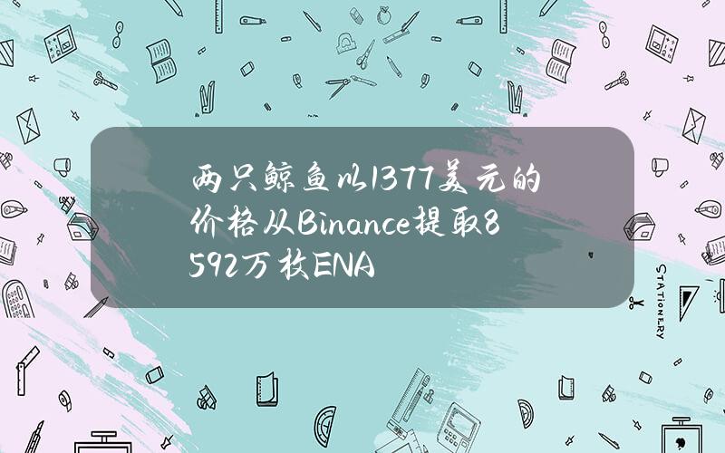 两只鲸鱼以1.377美元的价格从Binance提取859.2万枚ENA