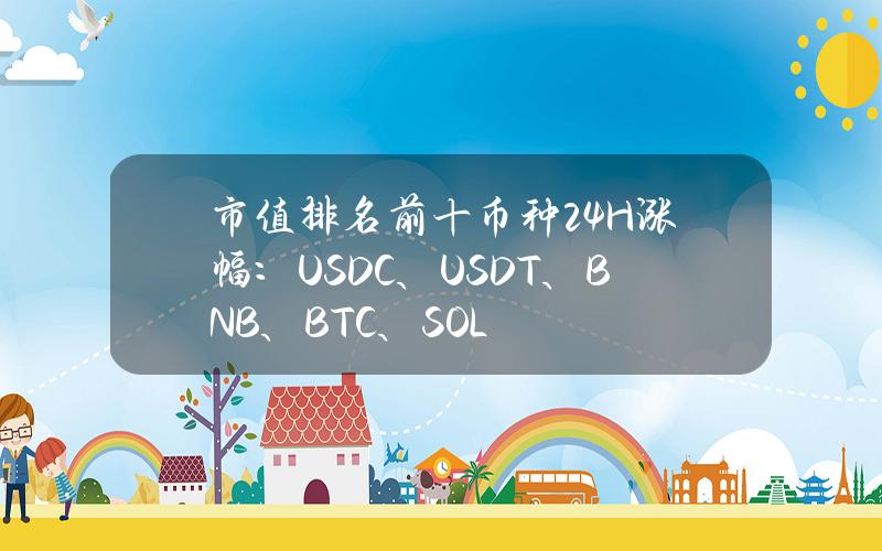 市值排名前十币种24H涨幅：USDC、USDT、BNB、BTC、SOL