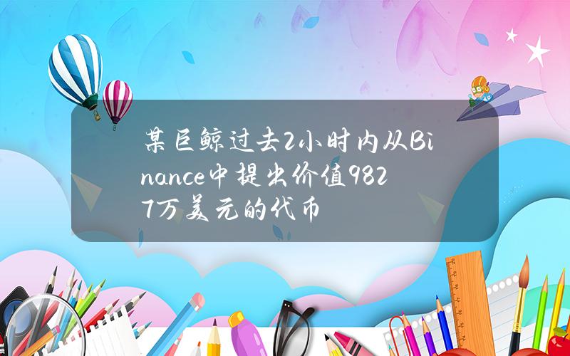 某巨鲸过去2小时内从Binance中提出价值982.7万美元的代币